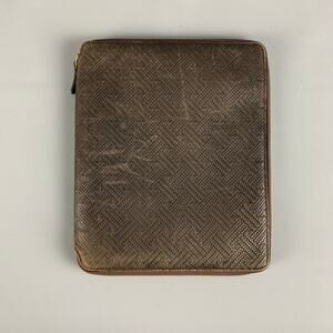 BLOOMINGDALE'S Brown Textured Leather Portfolio Handbag & Leather Goods